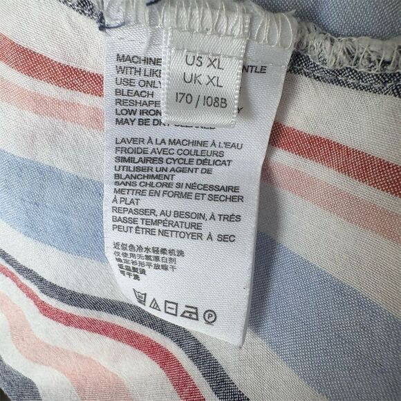 Anthropologie Maeve XL Multicolor Striped Linen Blend ButtonUp Shirt Long Sleeve - Picture 6 of 7